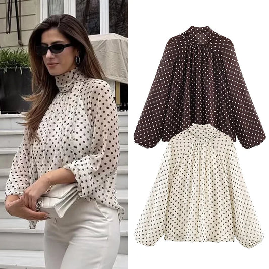 Blouse Riviera élégante à pois pour femme