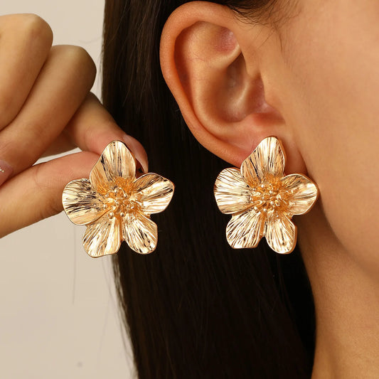 Boucles Flora puces fleur dorées