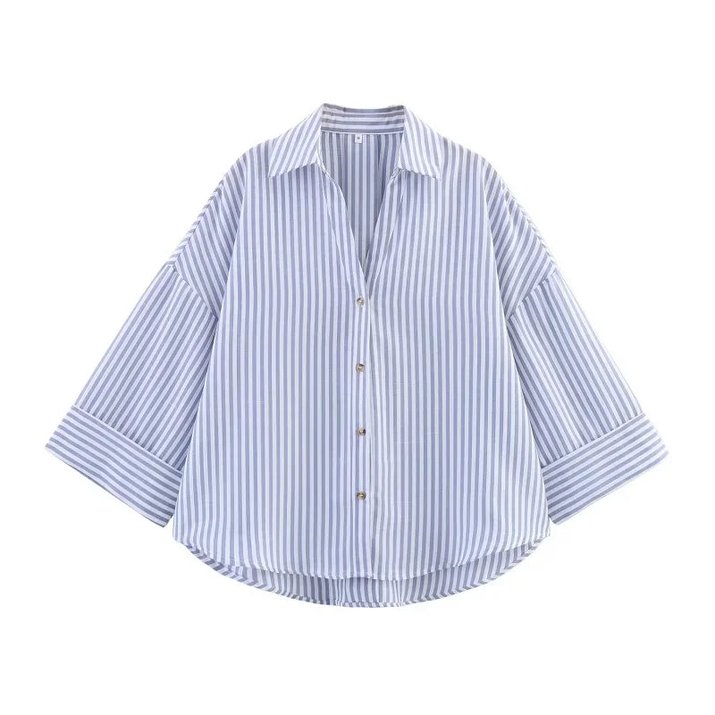 Chemise Élise rayée oversize à manches amples pour femme