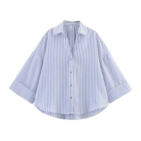 Chemise Élise rayée oversize à manches amples pour femme