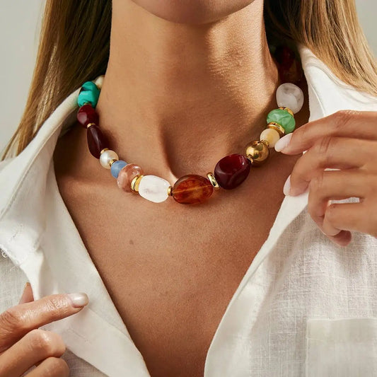 Collier Calista ras de cou bohème coloré