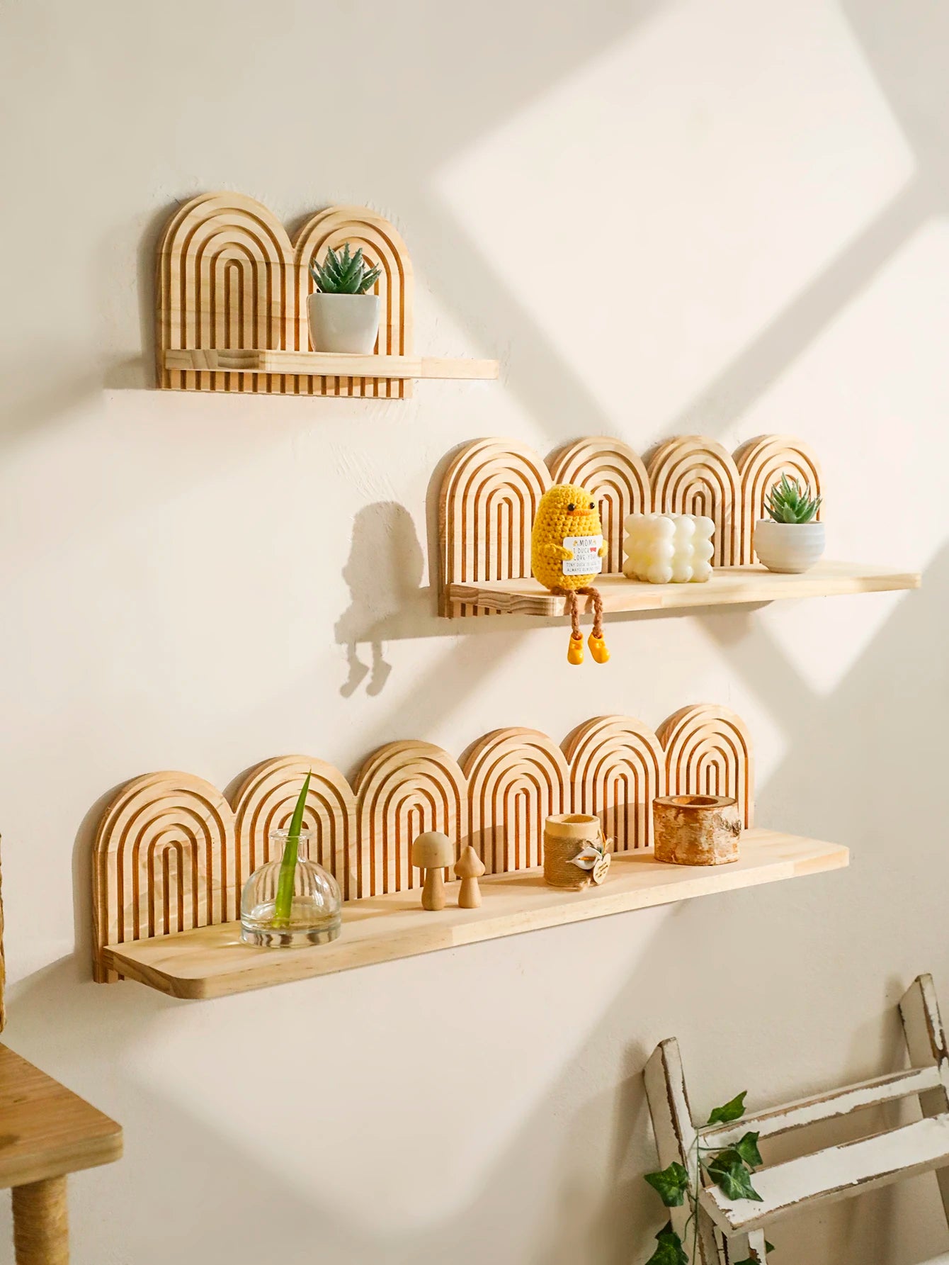 Étagère murale Aurore en arche et bois naturel