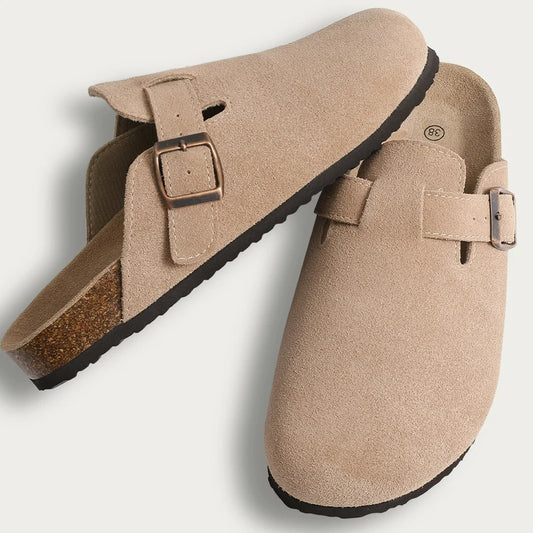 Mules Alma en daim et liège pour femme