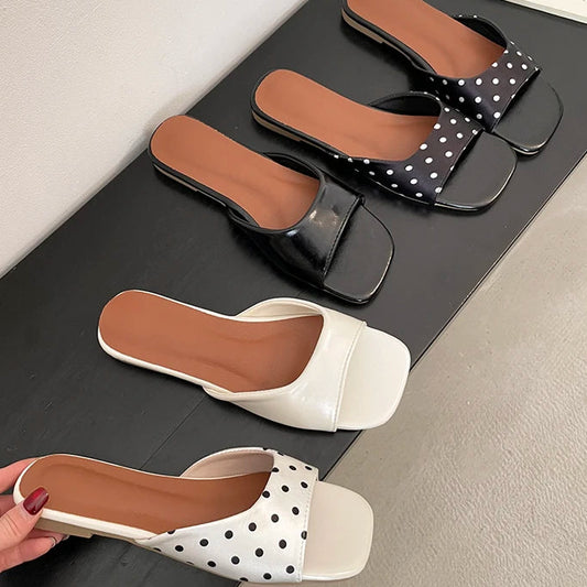 Mules Riviera plates à pois pour femme