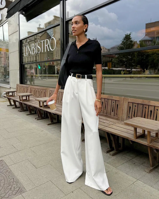 Pantalon Camille palazzo rayé pour femme