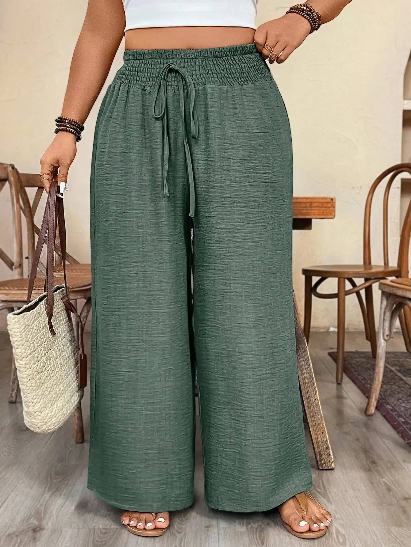 Pantalon Elina fluide taille haute pour femme