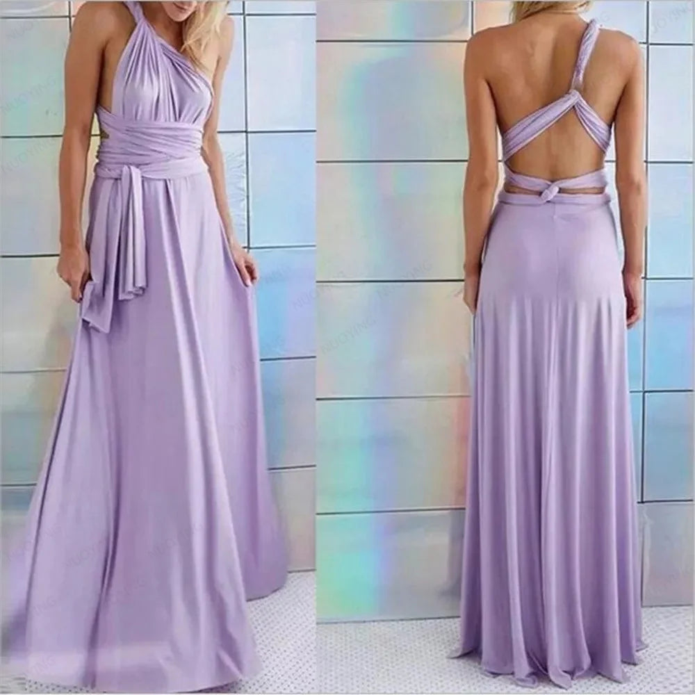 Robe Soléna longue dos croisé pour femme