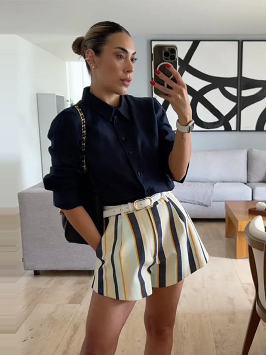 Short Camille rayé style tailleur pour femme