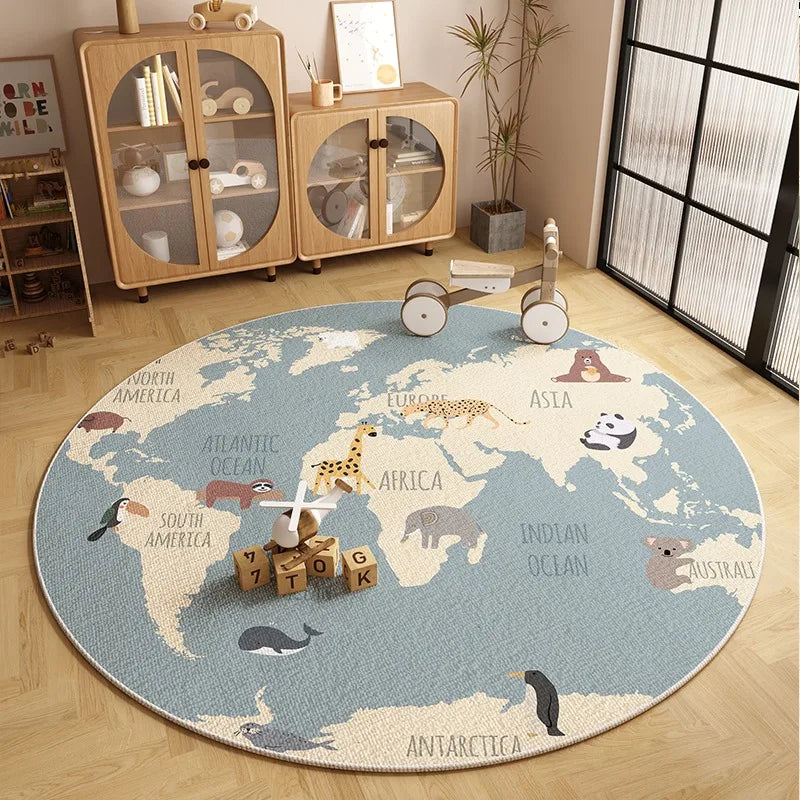 Tapis Luna rond doux à motifs pour chambre d'enfant