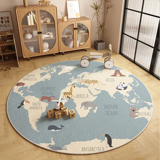 Tapis Luna rond doux à motifs pour chambre d'enfant