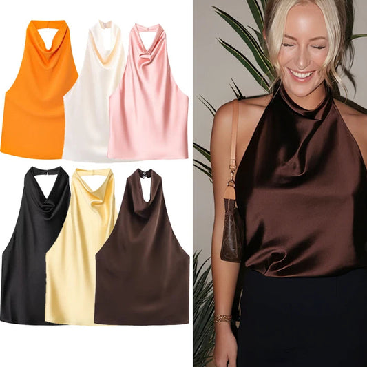 Top Soléna satin dos nu pour femme
